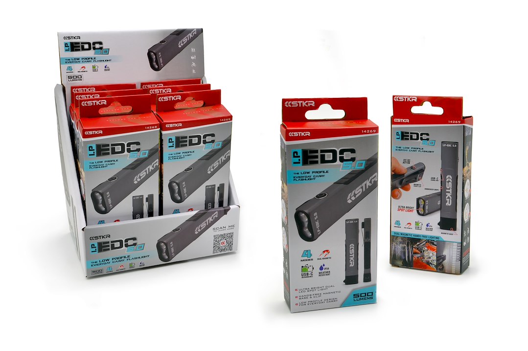 STKR Concept Ultra-Thin Low-Profile Design Point Of Purchase Display 14269DD - LP-EDC 5.0 Flashlight 500 Lumen