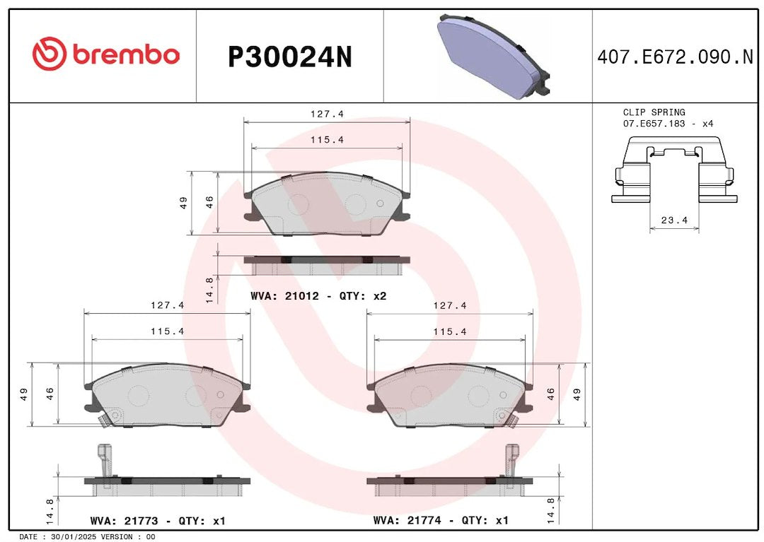 Brembo Premium Low-Met OE Equivalent Pad Brake Pad P30024N - Disc Set