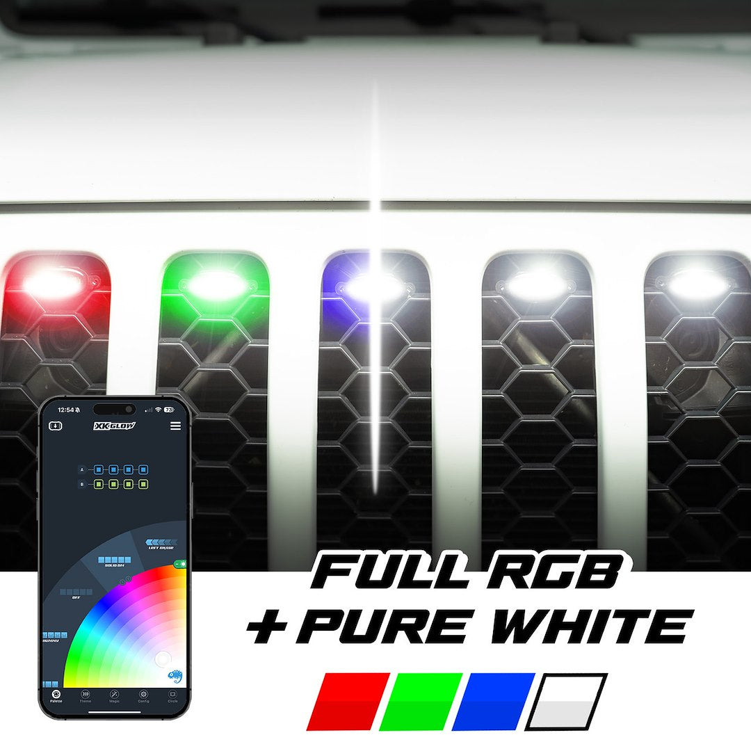 XK Glow Compatible With Third-Party Apps Grille Light - LED MX-Gpod-4 - Xkmax 4PC PRE-Runner Style Rgbw