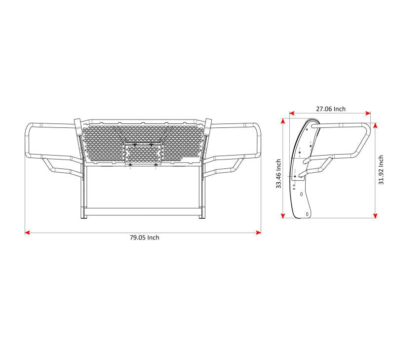 Black Horse Patent Approved Grille Guard RU-Foex18-B-PLFR - Black Rugged HD Kit