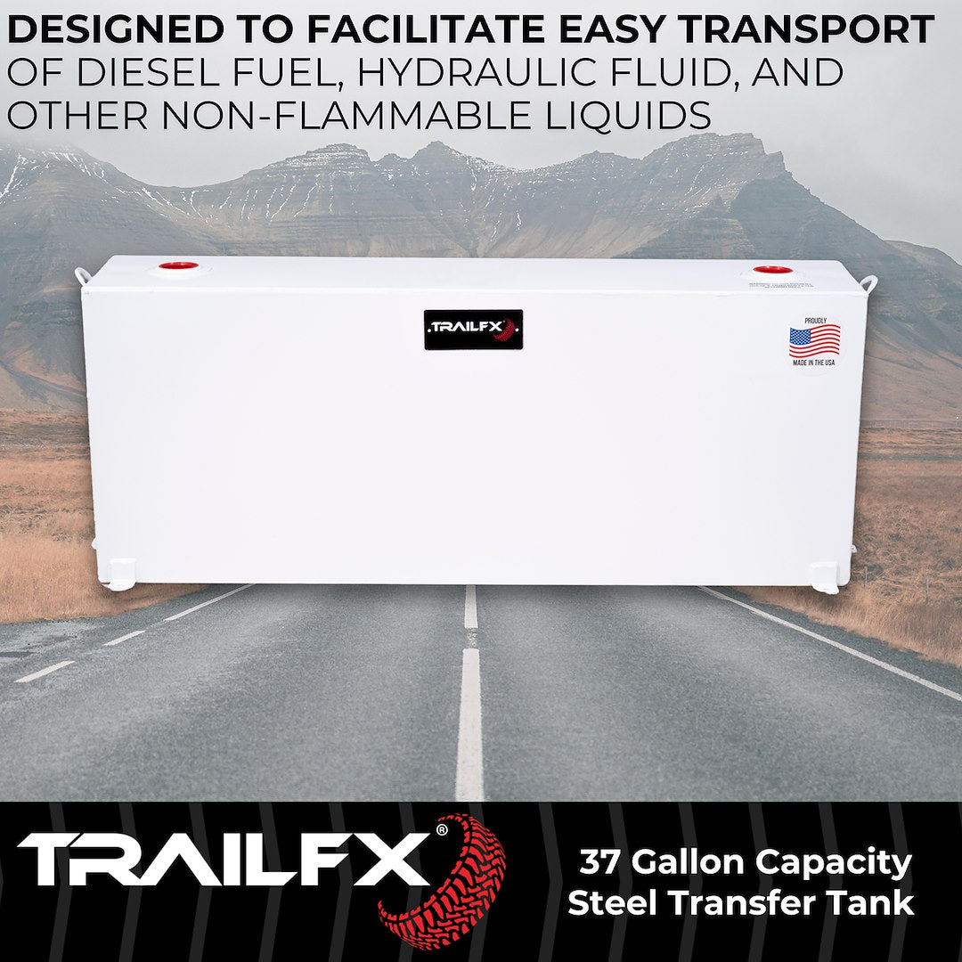 Trailfx Made In The USA Liquid Transfer Tank 21040SW - White 37 Gal Steel Rectangle