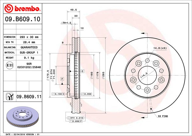 Brembo Components Not Hazardous To Health Brake Rotor 09B60911C02 - Disc
