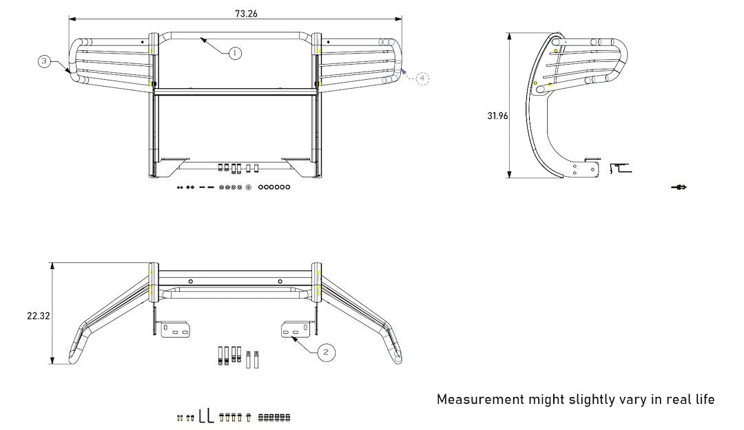 Black Horse 17A152500A1MA-PLFB Grille Guard