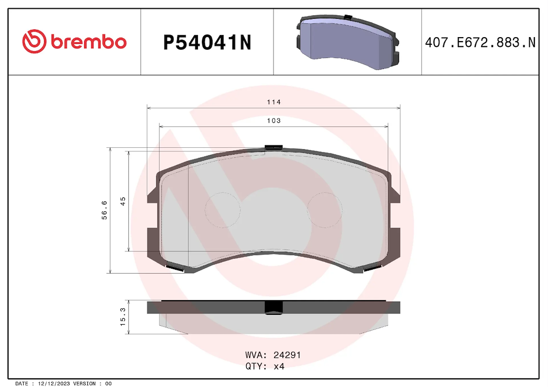 Brembo Premium Low-Met OE Equivalent Pad Brake Pad P54041N - Disc Set