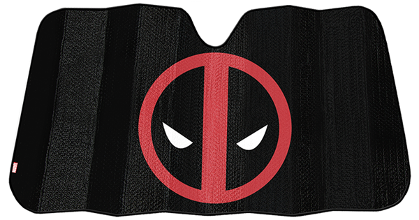 Plasticolor Universal Design Fits Most Vehicles Windshield Shade 003854R01 - Black Marvel Deadpool Logo AC