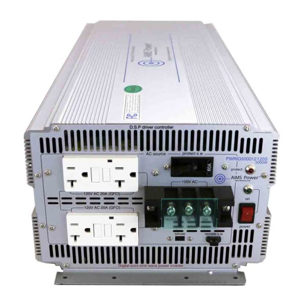 Aims Power FCC Certified Electronics Compliance Power Inverter Pwrig500012120S - 5000W Pure Sine Wave Indu