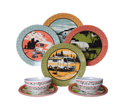 Camp Casual Dinnerware: Melamine Plates & Bowls Set - 12-Piece Dish Set for Indoor & Outdoor Dining - BPA Free, Top Shelf Dishwasher Suitable Dinnerware Set - Sturdy Melamine Dinnerware Sets - Camping Dishes by Camp Casual