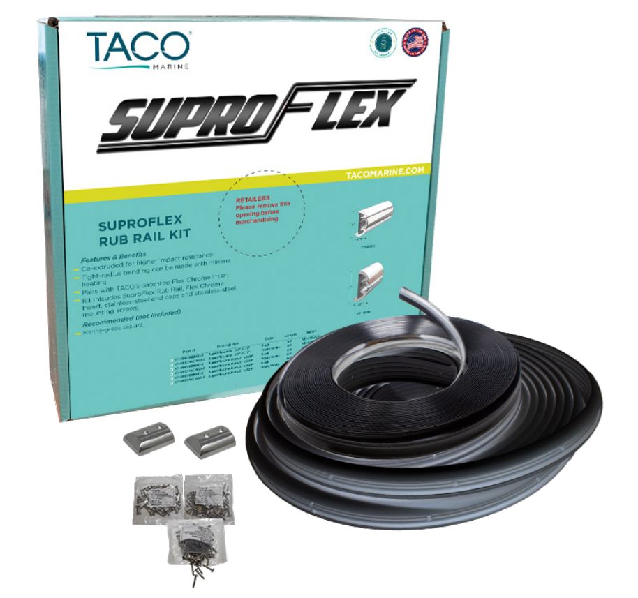 Taco Metals Features Predrilled For Fasteners Boat Rub Rail V11-9991BBK60-2 - Supro-Flex RR Kit Insert Overl