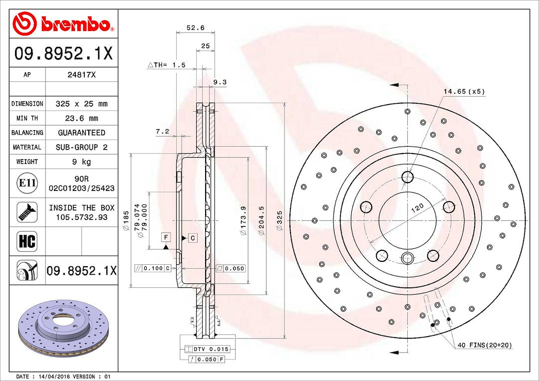 Brembo 0989521XC02 Brake Rotor