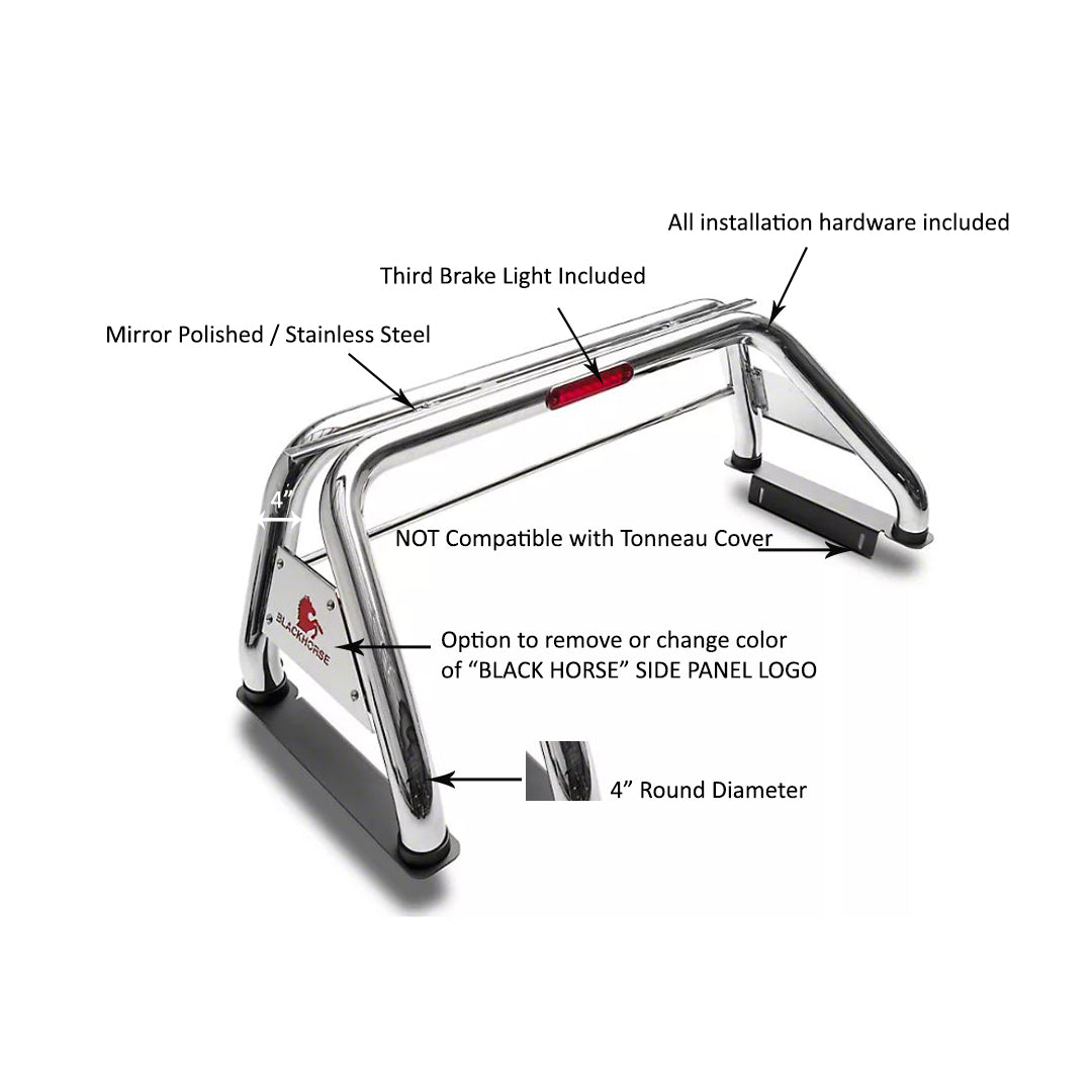 Black Horse Limited Lifetime Warranty Truck Bed Bar RB001SS - Classrolbar .5TON SS 01-19