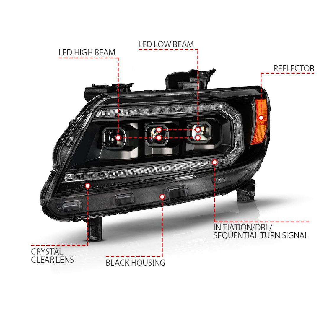 Anzo Simple Plug And Play Installation Headlight Assembly 111634 - Chevy Colorado 15-22 Full Led Proje