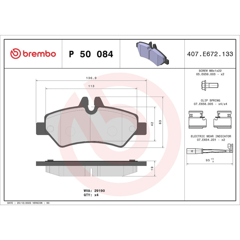 Brembo Premium Low-Met OE Equivalent Pad Brake Pad P50084 - Disc Set