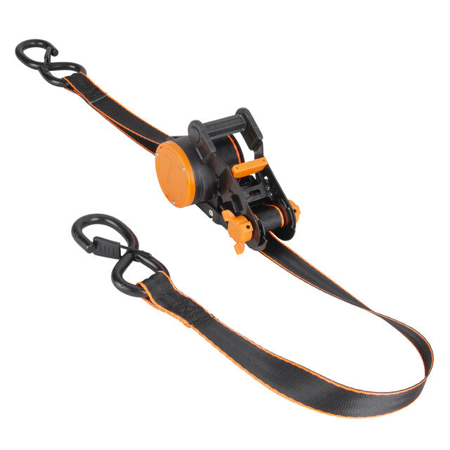 Hampton Prod Patent-Pending Built-In Safety Brake Tie Down Strap 43557 - X10 Retractable Ratchet