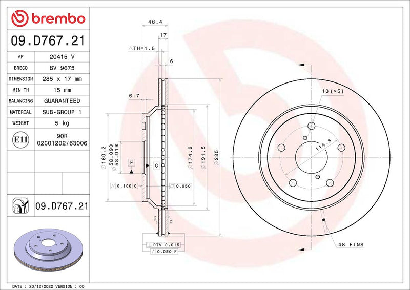 Brembo Rust-Resistant Coating Brake Rotor 09D76721C02 - Disc