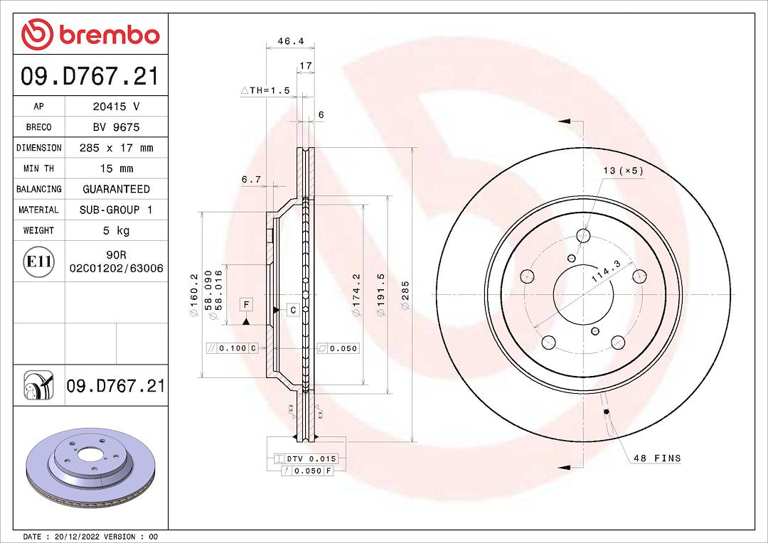 Brembo Rust-Resistant Coating Brake Rotor 09D76721C02 - Disc