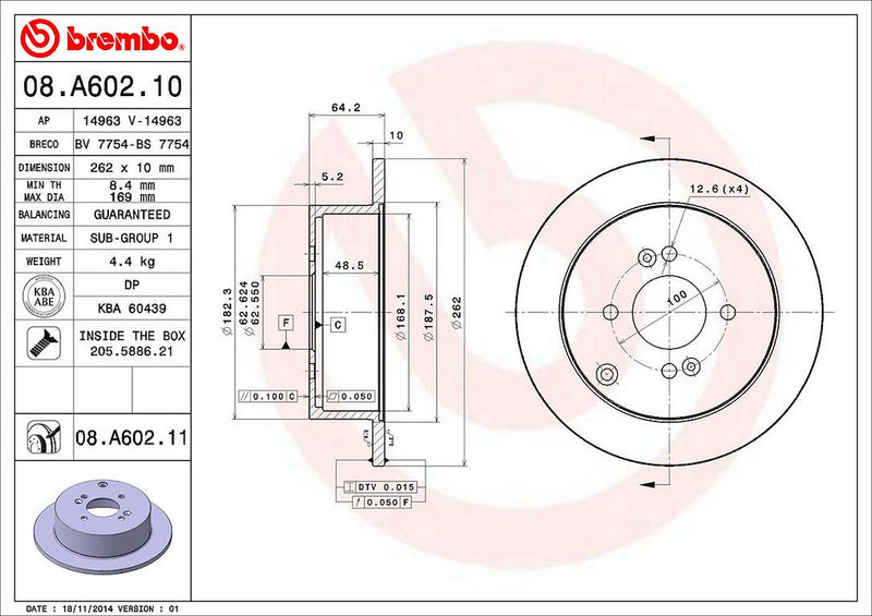 Brembo Components Not Hazardous To Health Brake Rotor 08A60211C02 - Disc