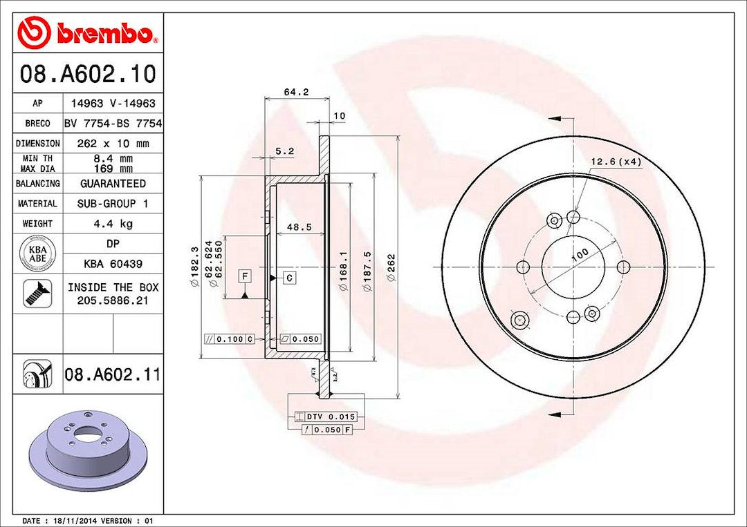 Brembo Components Not Hazardous To Health Brake Rotor 08A60211C02 - Disc