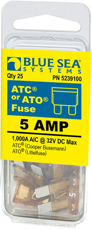 Blue SEA 5239100-BSS - Fuse ATO ATC 5A Pack 25