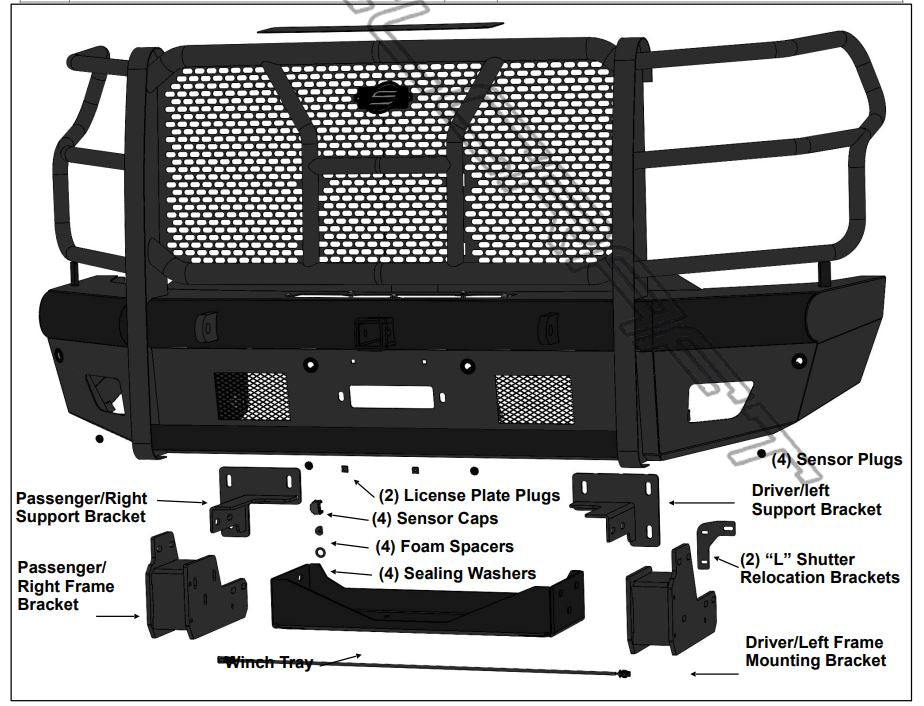 Steelcraft Convenient Front Receiver Hitch Bumper HD10447RCW - 20-23 Chevy Silverado 2500 3500 BL