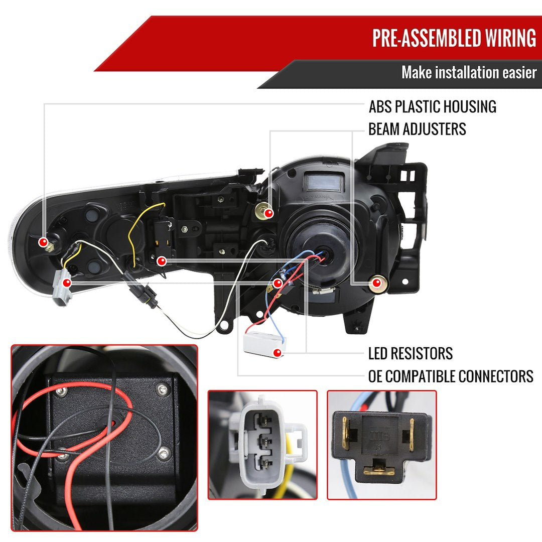 Spec-D Tunin LED Resistors Also Provided Headlight Assembly 2LHE-FJ07JM-SQ-RS - 07-14 Toyota FJ Cruiser Light