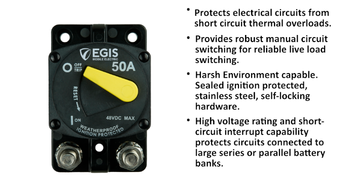 Egis Mobile Made In USA Circuit Breaker 4704-050 - 87 Series 50 Surface Mount