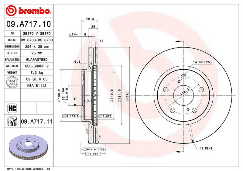 Brembo Components Not Hazardous To Health Brake Rotor 09A71711C02 - Disc