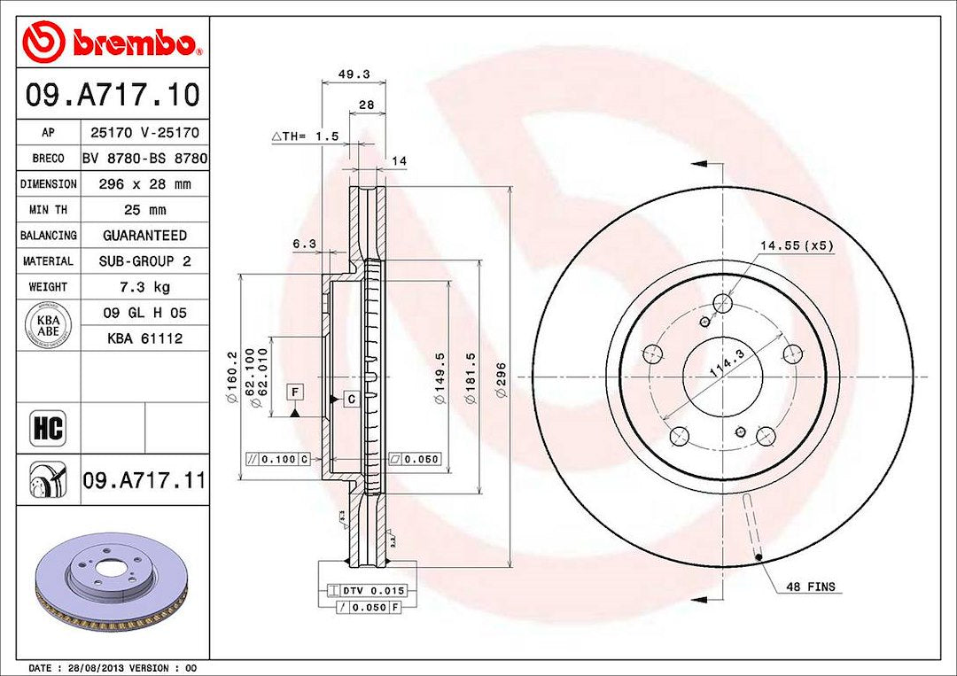 Brembo Components Not Hazardous To Health Brake Rotor 09A71711C02 - Disc