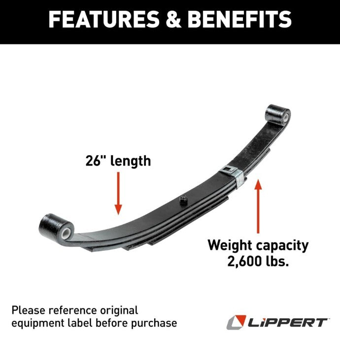 Lippert Comp Easy To Install Trailer Axle Leaf Spring 702095 - 4-Leaf Double Eye 2600