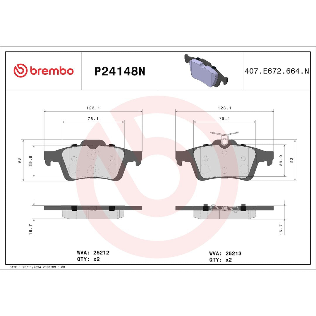 Brembo Ensures Comfort And Brembo Quality Brake Pad P24148N - Discbrakepadset Naoceramic