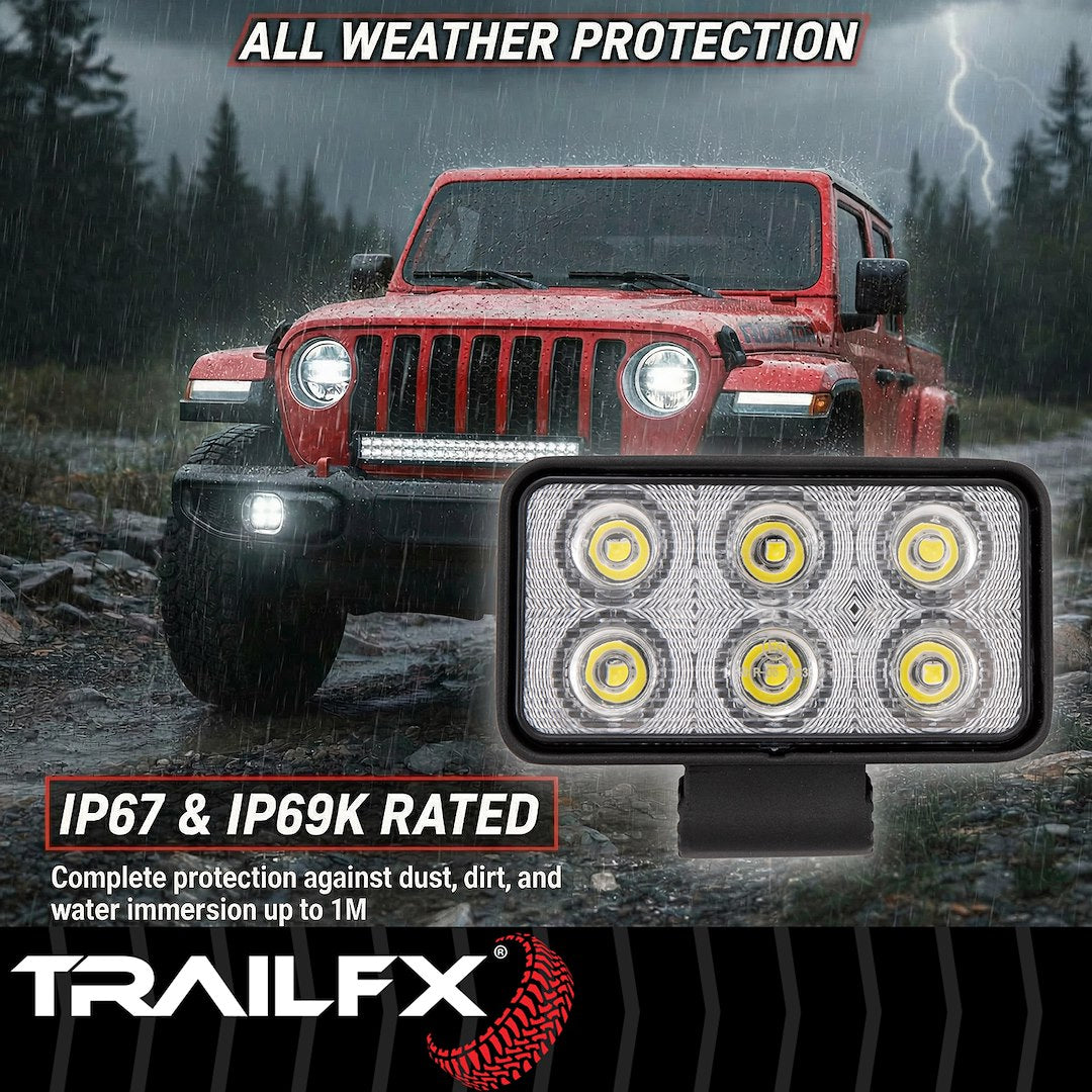 Trailfx Limited Lifetime Warranty Work Light 3X2WLF1 - 3X2 Rectangle 6X1.5W FL Sgl