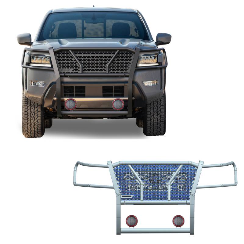 Black Horse Patent Approved Grille Guard RU-Nifr22-B-PLFR - Black Rugged HD Kit