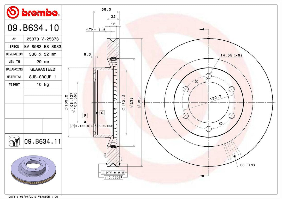Brembo Components Not Hazardous To Health Brake Rotor 09B63411C02 - Disc