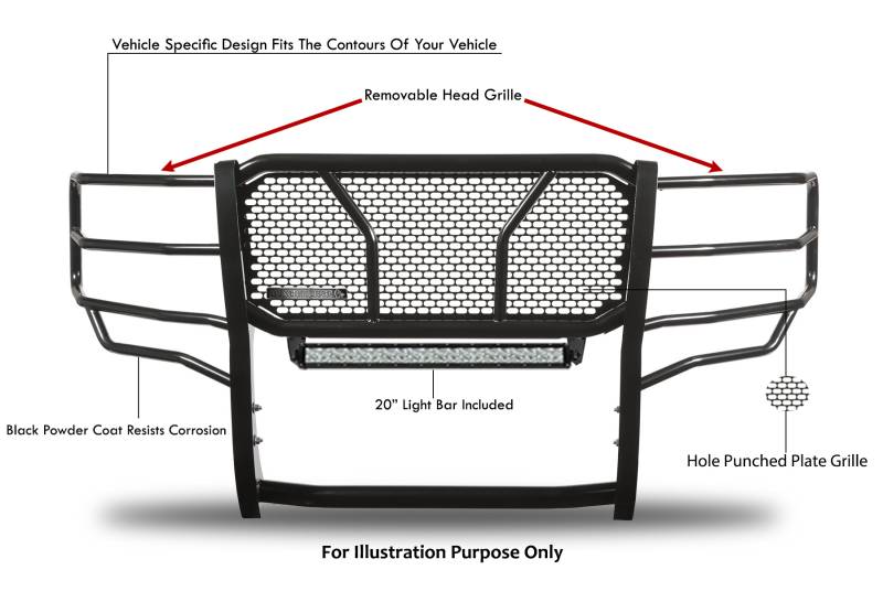 Black Horse Patent Approved Grille Guard RU-FOF211-B-KIT - 2011-2016 Ford F-250 Guard-R