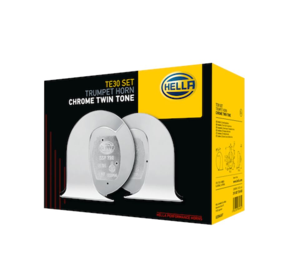 Hella Maintenance Free Design Horn 007728883 - Chrome Kit BX Trumpe