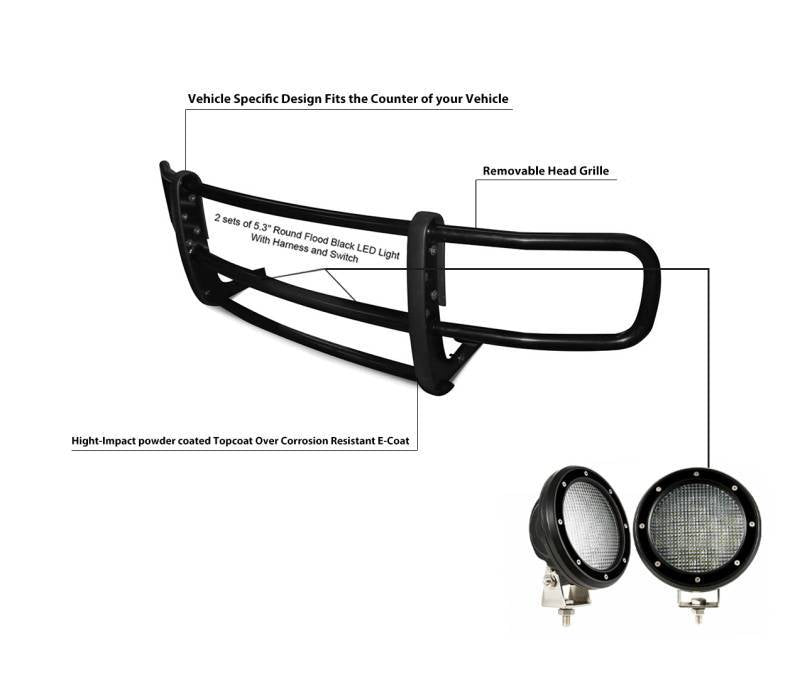 Black Horse 17Ninvma-PLFB Grille Guard