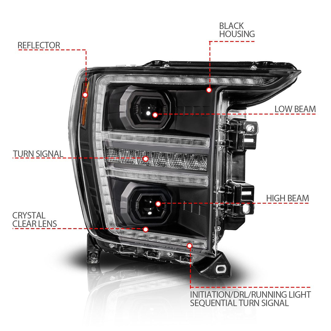 Anzo Easy To Install Headlight Assembly 111594R - Black Led HL F150 Pass Side 21-23