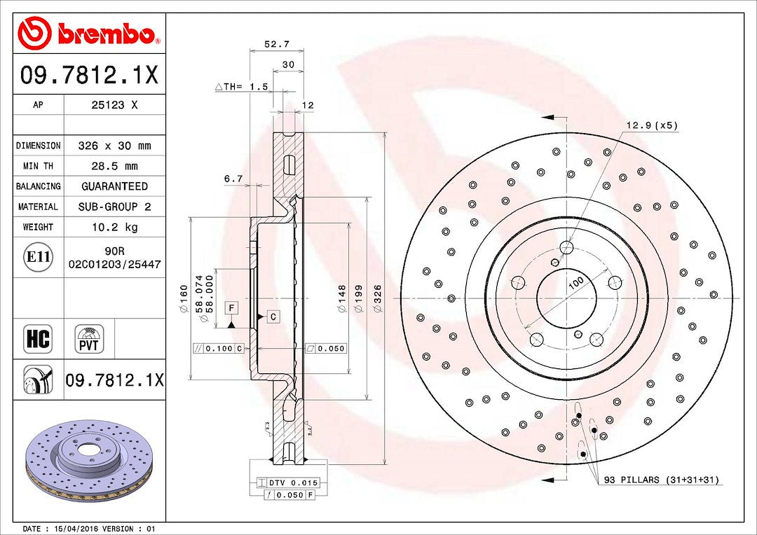 Brembo 0978121XC02 Brake Rotor