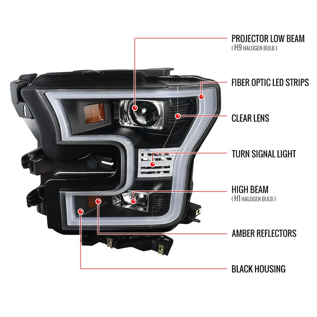 Spec-D Tunin 2LHP-F15015JM-TM Headlight Assembly - Black