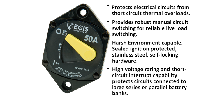 Egis Mobile Made In USA Circuit Breaker 4707-050 - 87 Series 50 Panel Mount