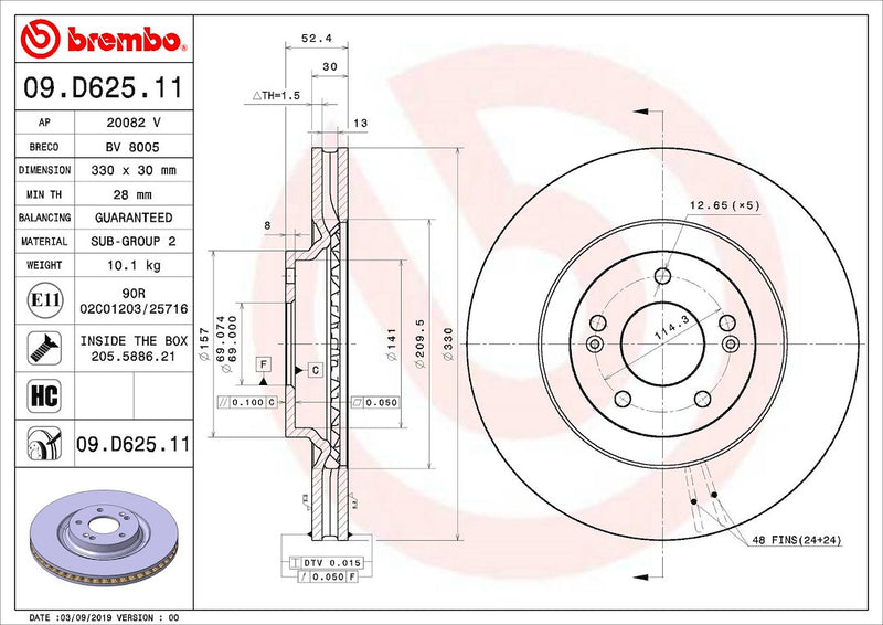 Brembo Components Not Hazardous To Health Brake Rotor 09D62511C02 - Disc
