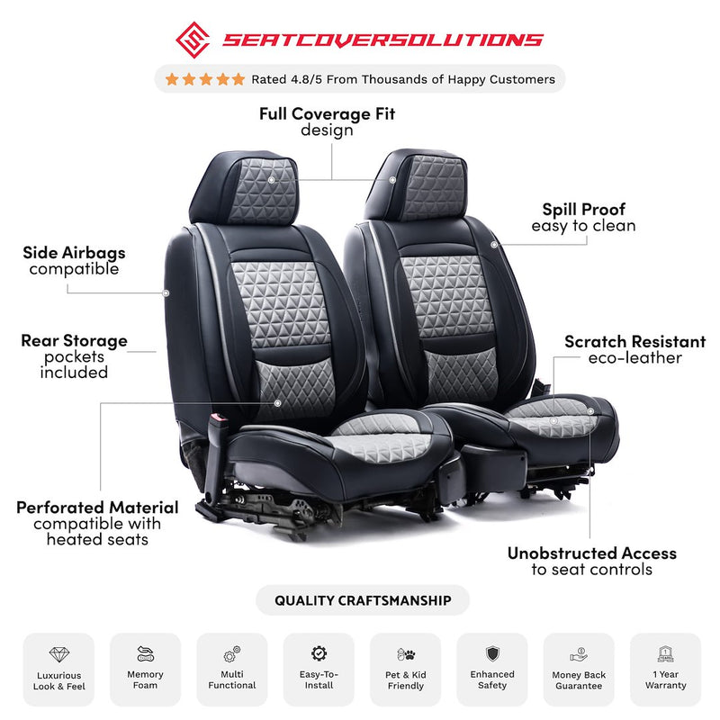 Seat CVR SOL Scratch Resistant Eco-Leather Seat Cover FFFBG - Black Gray Bundle Frnts