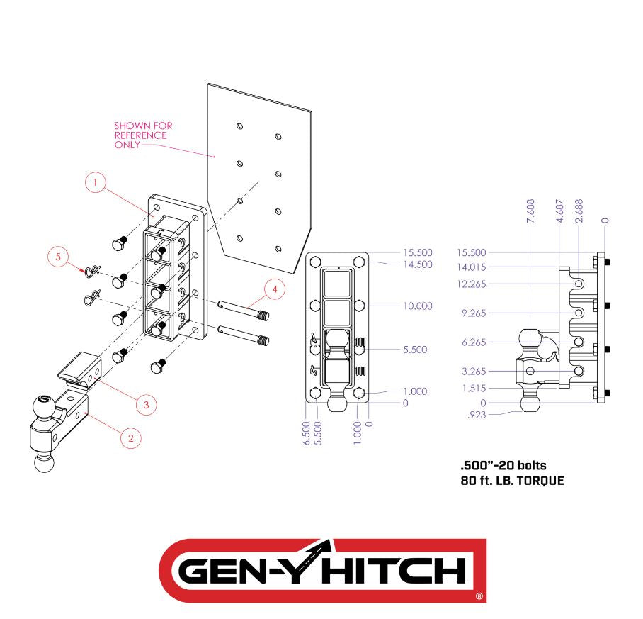 GEN-Y Hitch Versatility And Heavy-Duty Trailer Hitch Ball Mount GH-3024 - Mega-Duty 2.5 Bolt-ON Drop 3.5K