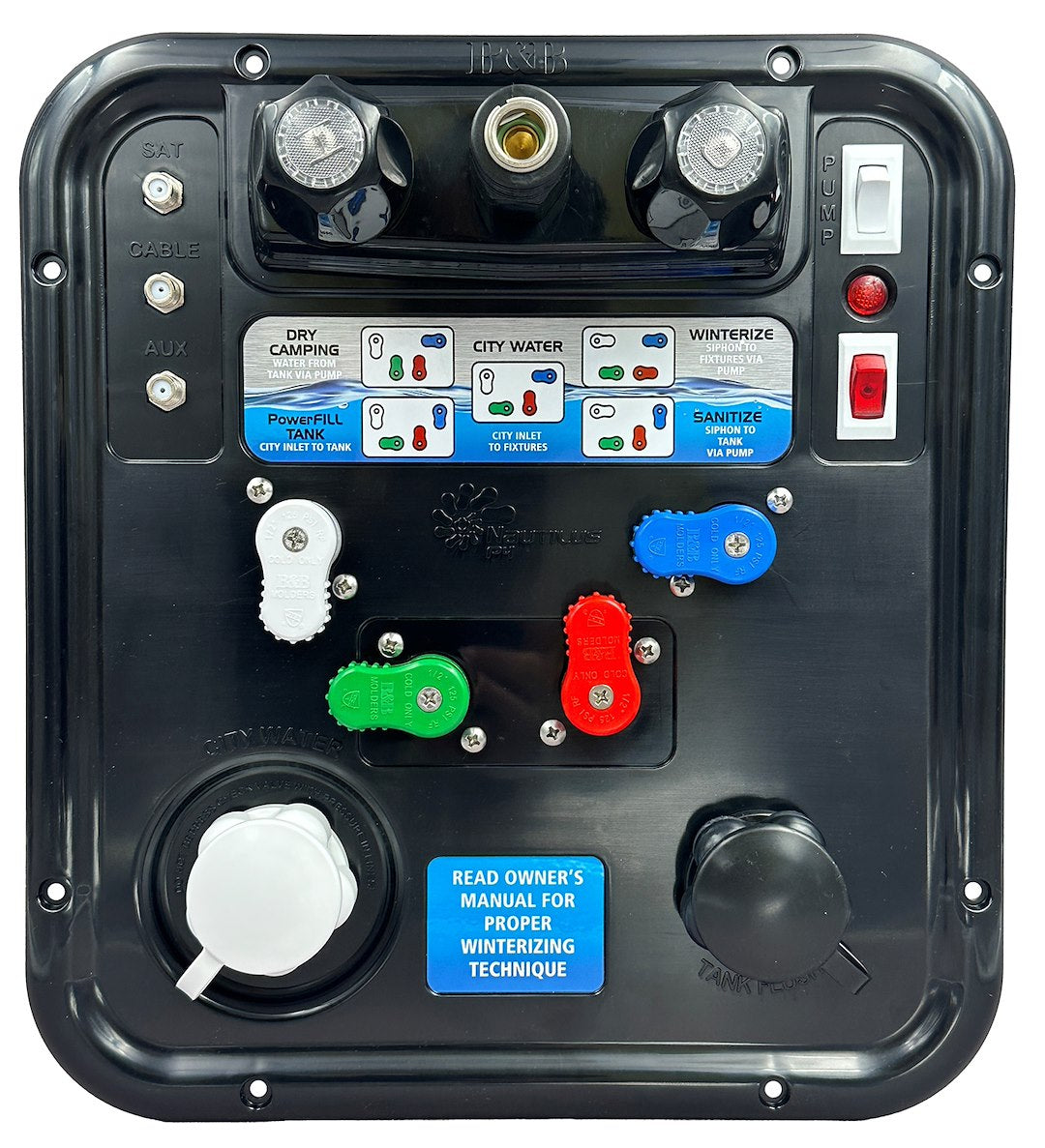 B&B Molders Easy To Follow Color-Coded Legend Fresh Water Management System 94346 - Nautilus P4 H2O