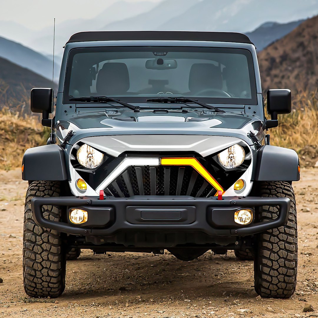 American MOD Aggressive Styling Grille Amjpaa00148 - White Black Goliath Drl