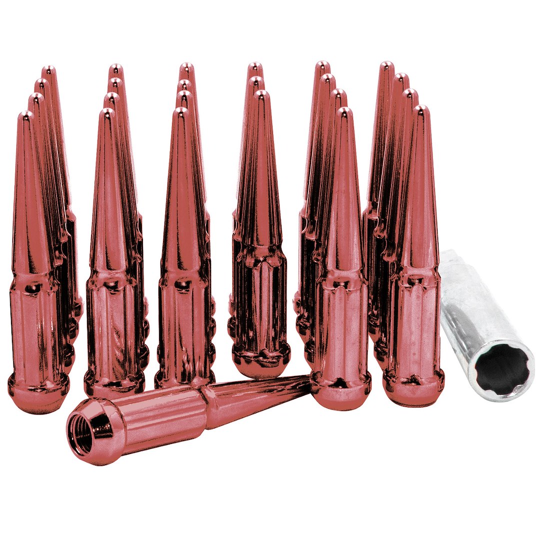 Revolution One Piece Solid Design Lug Nut 251648R - Red Spike M14 24