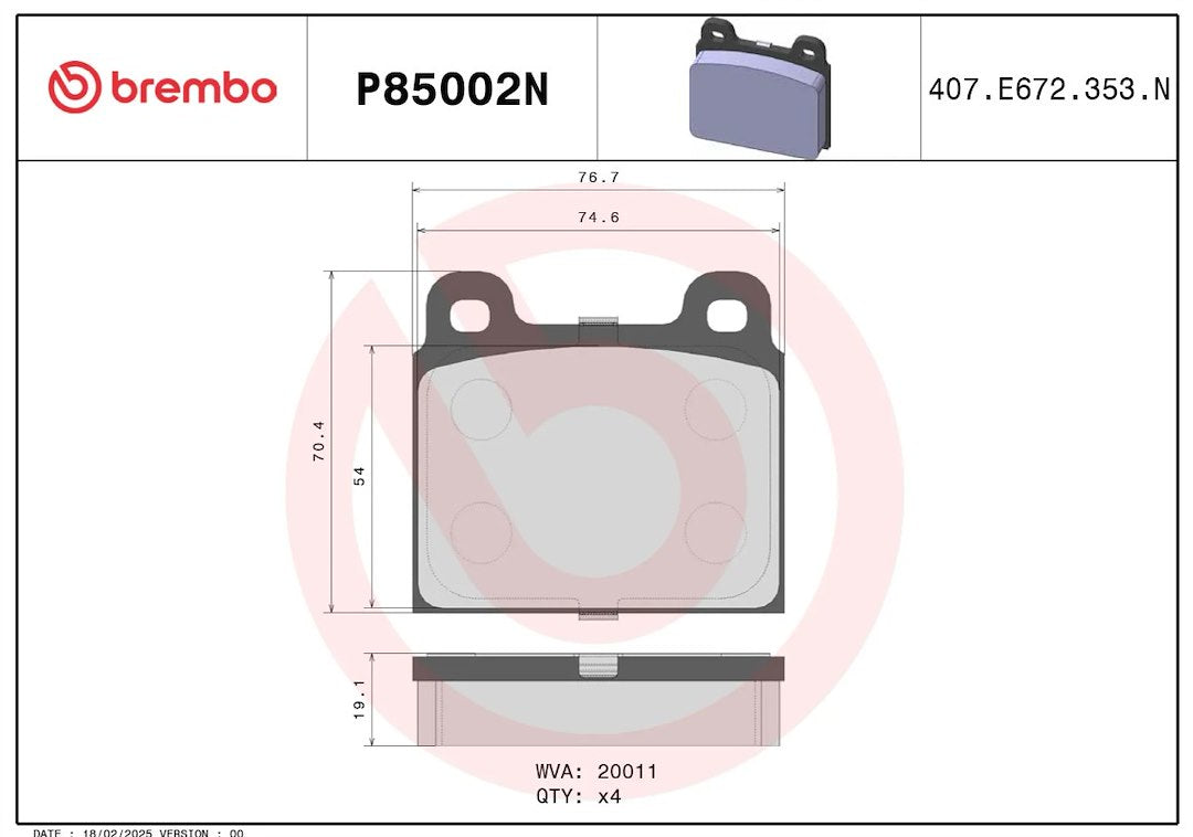Brembo Premium Low-Met OE Equivalent Pad Brake Pad P85002N - Disc Set