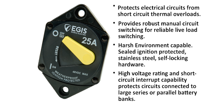 Egis Mobile Made In USA Circuit Breaker 4707-025 - 87 Series 25 Panel Mount