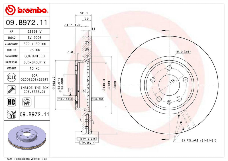Brembo Components Not Hazardous To Health Brake Rotor 09B97211C02 - Disc