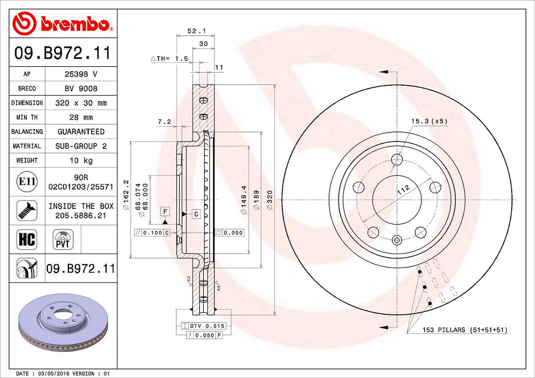 Brembo Components Not Hazardous To Health Brake Rotor 09B97211C02 - Disc
