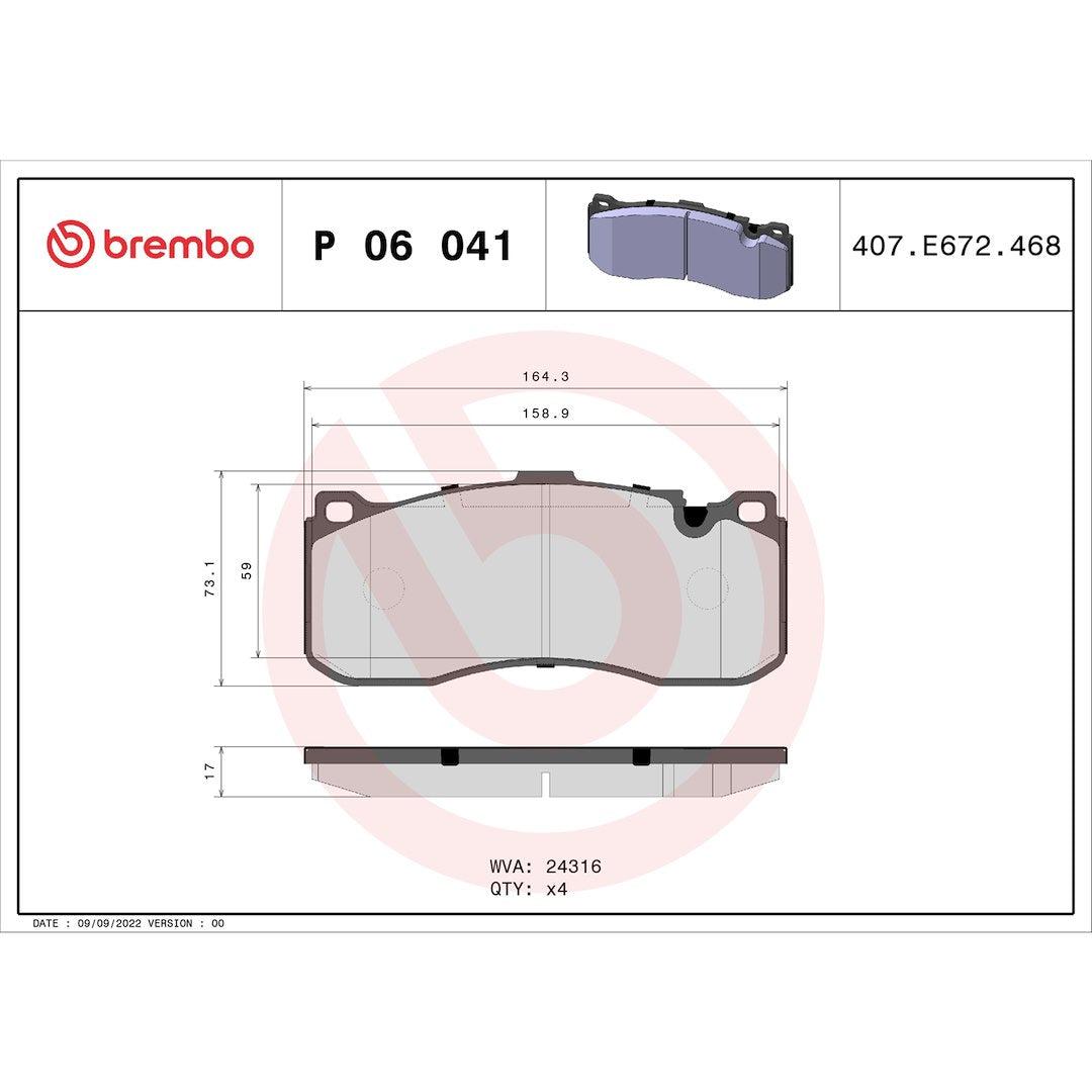 Brembo Premium Low-Met OE Equivalent Pad Brake Pad P06041 - Disc Set